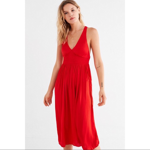 urban outfitters red satin dress